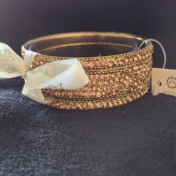 Amrita Singh Austrian Crystal Goldtone Bangle Set - Picture 2 of 3